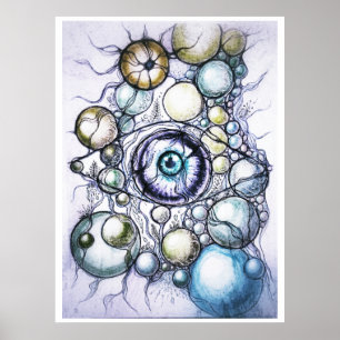 Neurografische Oog Perceptie Abstract Poster