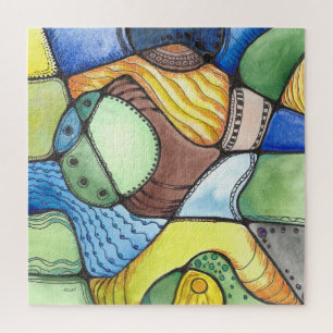 Neurografische vierkante kunst legpuzzel