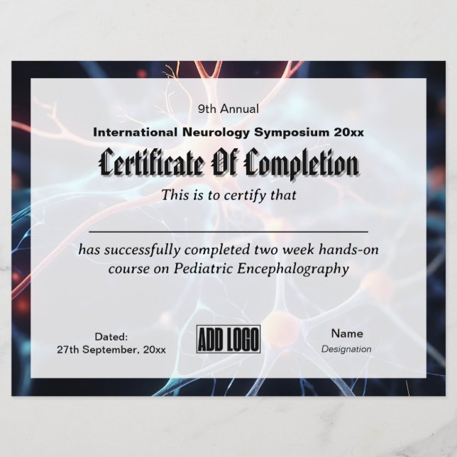 Neurologie Conferentie Certificaat (Voorkant)