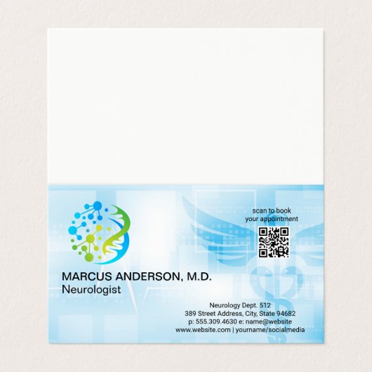 Neurologie Logo | Medische achtergrond Visitekaartje (Buitenkant ongevouwen)