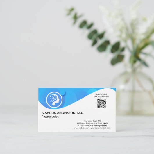 Neurologie Logo | QR-code op maat Visitekaartje (Staand voorkant)