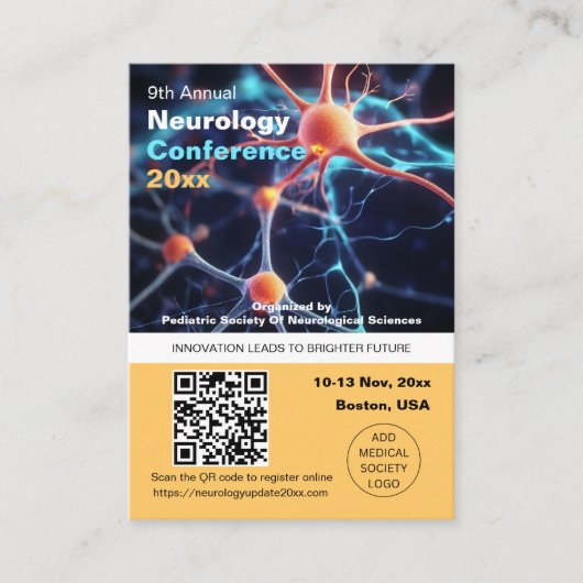 Neurologie Neurochirurgie Medische Conferentie QR  Visitekaartje (Voorkant)