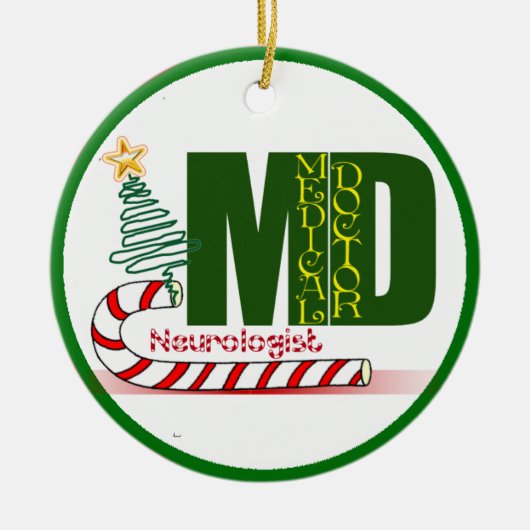 NEUROLOGIST MERRY CHRISTMAS NEUROLOGIE KERAMISCH ORNAMENT (Voorkant)