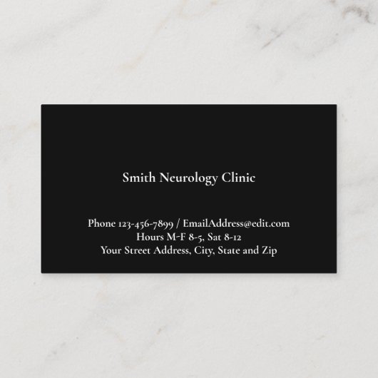 Neurologist Neurology Neurosurgeon Business Card Visitekaartje (Achterkant)