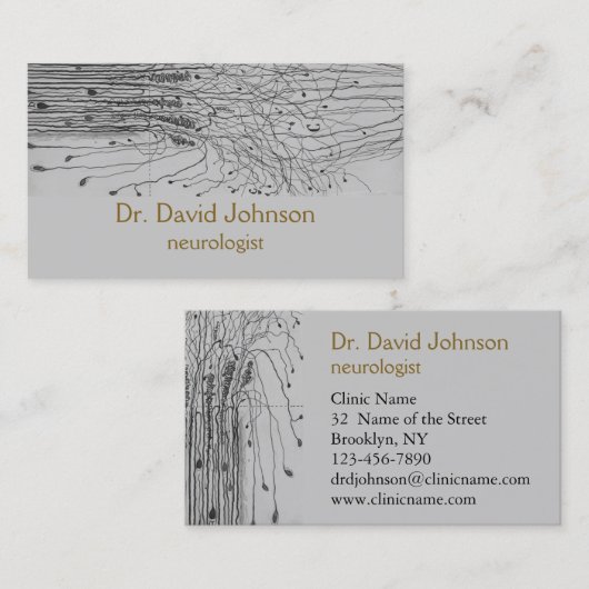 Neuroloog Anatomie Nervus Tekening Grijze Arts Visitekaartje (Voorkant / Achterkant)