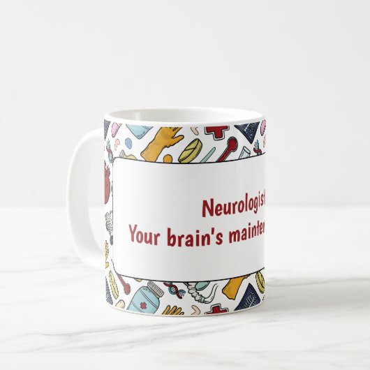 Neuroloog hersenen medische woordspeling arts patr koffiemok (Voorkant links)