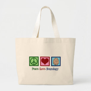 Neuroloog Peace Love Neurology Grote Tote Bag