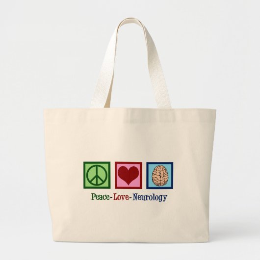 Neuroloog Peace Love Neurology Grote Tote Bag (Voorkant)