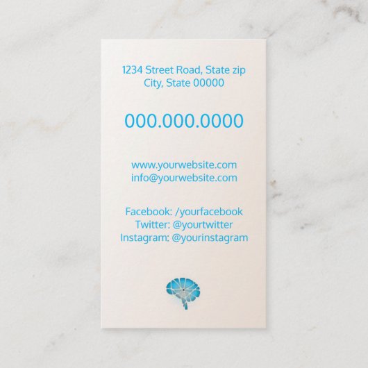 neuroloog/psycholoog visitekaartje (Achterkant)