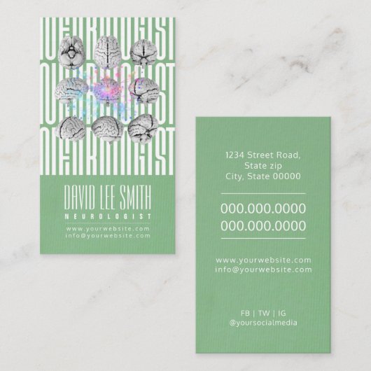 Neuroloog Tipografisch visitekaartje (Voorkant / Achterkant)