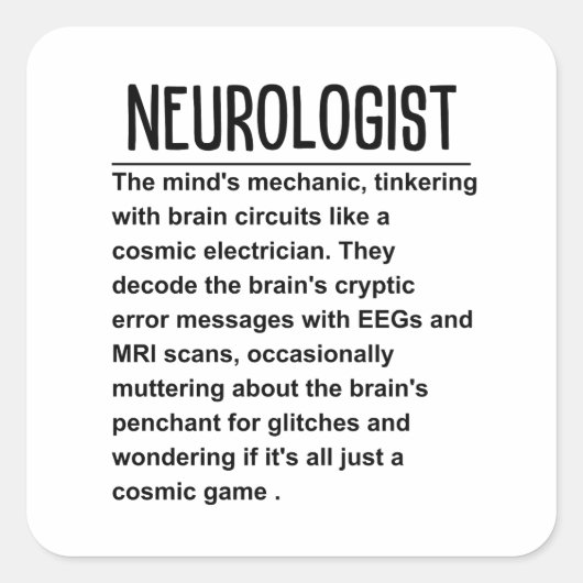 neuroloog vierkante sticker (Voorkant)