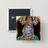 NEUROMANCER, blauw rood Vierkante Button 5,1 Cm (Voorkant /achterkant)