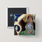 NEUROMANCER, blauw rood Vierkante Button 5,1 Cm (Voorkant /achterkant)