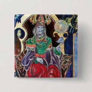 NEUROMANCER, blauw rood Vierkante Button 5,1 Cm