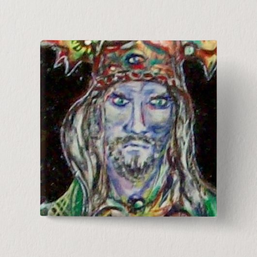 NEUROMANCER, blauw rood Vierkante Button 5,1 Cm (Voorkant)