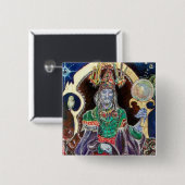 NEUROMANCER, blauw rood Vierkante Button 5,1 Cm (Voorkant /achterkant)