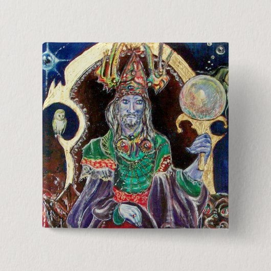 NEUROMANCER, blauw rood Vierkante Button 5,1 Cm (Voorkant)