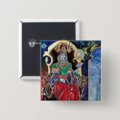 NEUROMANCER, blauw rood Vierkante Button 5,1 Cm (Voorkant /achterkant)