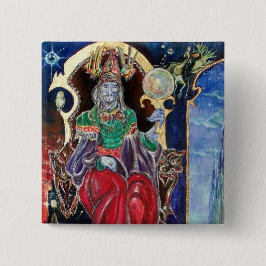 NEUROMANCER, blauw rood Vierkante Button 5,1 Cm (Voorkant)