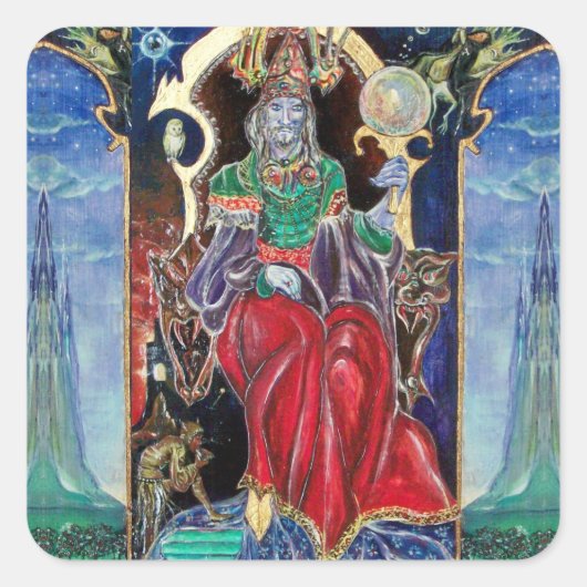 NEUROMANCER, blauw rood Vierkante Sticker (Voorkant)