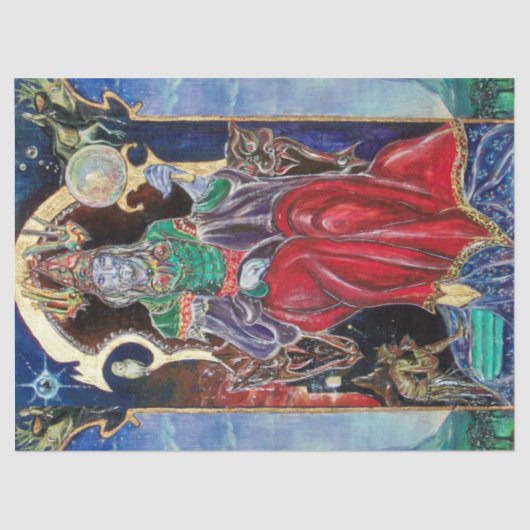 NEUROMANCER Magicische koning, Fantasy Red Blue Tissuepapier (Voorkant)