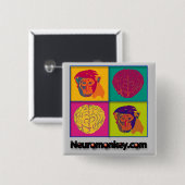 Neuromonkey badge vierkante button 5,1 cm (Voorkant /achterkant)