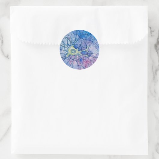 Neuron aquarel ronde sticker (Tas)