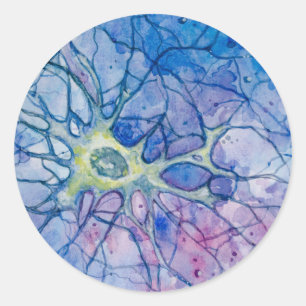 Neuron aquarel ronde sticker