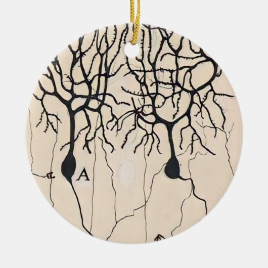  Neuron-tekening door Santiago Ramón y Cajal Keramisch Ornament (Voorkant)