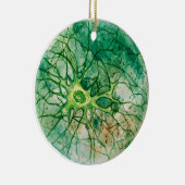 Neuron - Waterverf groen Keramisch Ornament (Rechts)