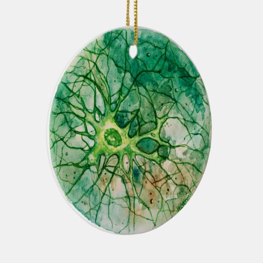 Neuron - Waterverf groen Keramisch Ornament (Rechts)
