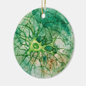 Neuron - Waterverf groen Keramisch Ornament (Links)