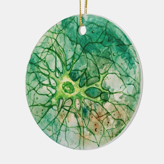 Neuron - Waterverf groen Keramisch Ornament (Links)