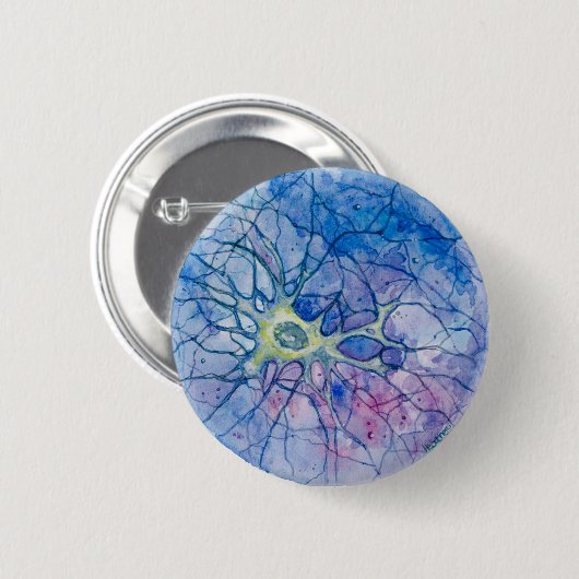 Neuron-Waterverf Ronde Button 5,7 Cm (Voorkant /achterkant)