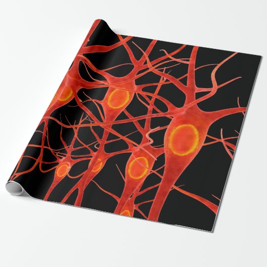 Neuronsneural,3d, anatomie,axon,bio,biologisch,bio cadeaupapier (Uitgerold)