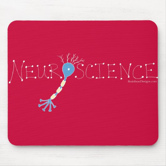 Neuroscience Mousepad - wit & blauw op donkerrood Muismat (Voorkant)