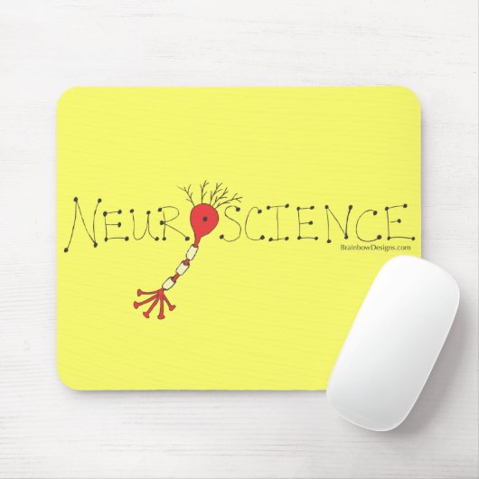 Neuroscience Mousepad - zwart en rood op geel Muismat (Met muis)