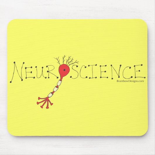 Neuroscience Mousepad - zwart en rood op geel Muismat (Voorkant)