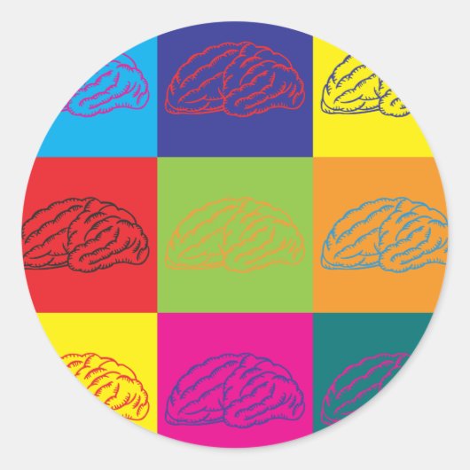 Neuroscience Pop Art Ronde Sticker (Voorkant)