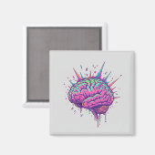 Neurospicy Cyberpunk Art | Pink Neon Brain Magneet (Voorkant / Achterkant)