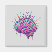 Neurospicy Cyberpunk Kunst | Roze Neon Hersenen 