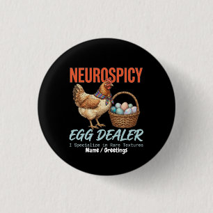 Neurospicy Eierhandelaar Vintage Hen Zeldzame Text Ronde Button 3,2 Cm