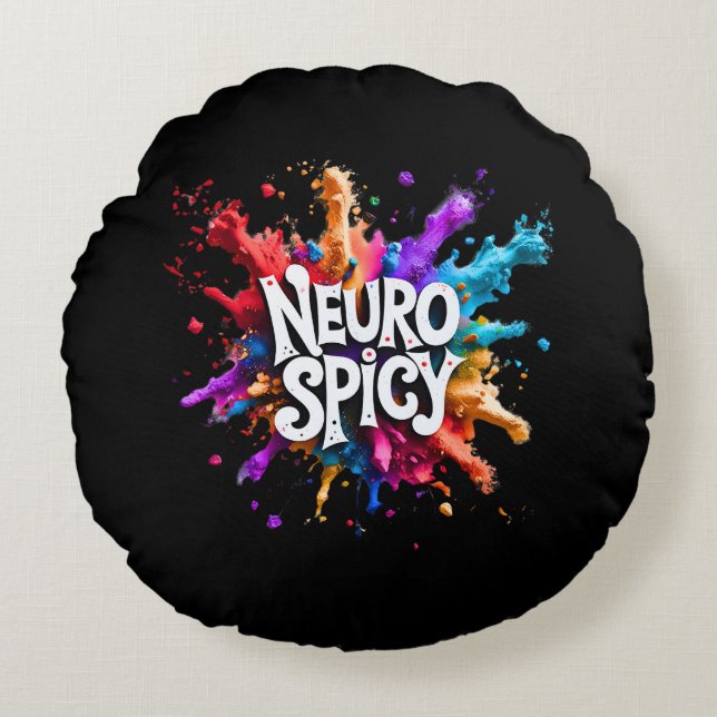 NEUROSPICY neurodiversity autism adhd dyslexia Rond Kussen (Voorkant)
