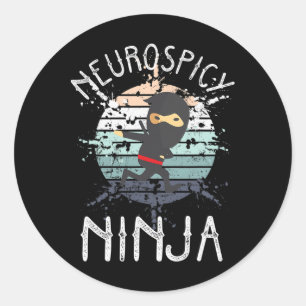 Neurospicy Ninja Autism Awareness Neurodiverse ADH Ronde Sticker