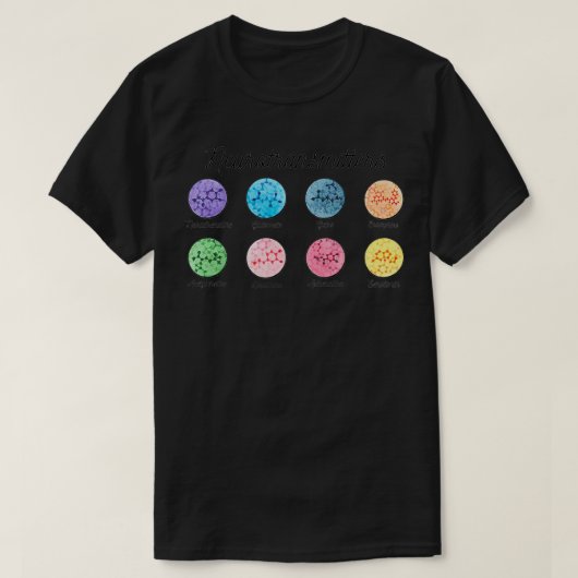 Neurotransmitters van het menselijk brein t-shirt (Design voorkant)