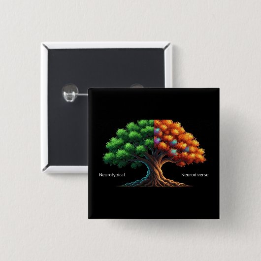Neurotypical vs. Neurodiverse Vierkante Button 5,1 Cm (Voorkant /achterkant)