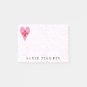 Neurse monogram roze hartenpatroon 4x3 post-it® notes (Voorkant)