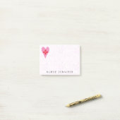 Neurse monogram roze hartenpatroon 4x3 post-it® notes (Op bureau)