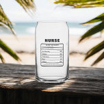 Neurse Nutrition Facts Funny Blikvorm Glas<br><div class="desc">Breng een glimlach op uw pauzes met ons gepersonaliseerde blikglas, ontworpen om een beetje plezier toe te voegen aan uw dagelijkse routine met het slimme label "Nurse Nutrition Facts". Dit speelse ontwerp herziet een voedingsetiket, waarbij elk "ingrediënt" de unieke kwaliteiten weerspiegelt die je tot een uitzonderlijke verpleegster maken. Van "Patience:...</div>