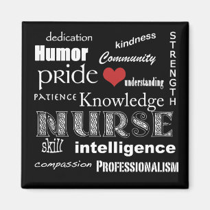 Neurse Pride Attributes-Black en White/with hart Magneet